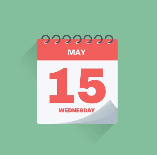 Calendário do dia com data 15 de maio . — Vetor de Stock