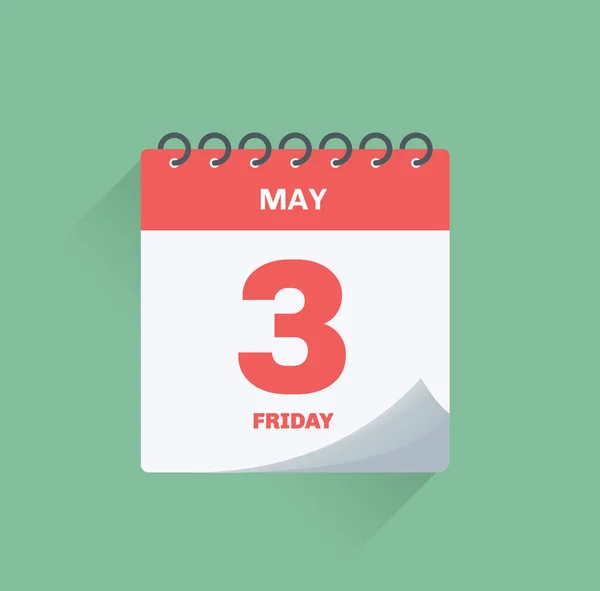 Calendário do dia com data 3 de maio . — Vetor de Stock