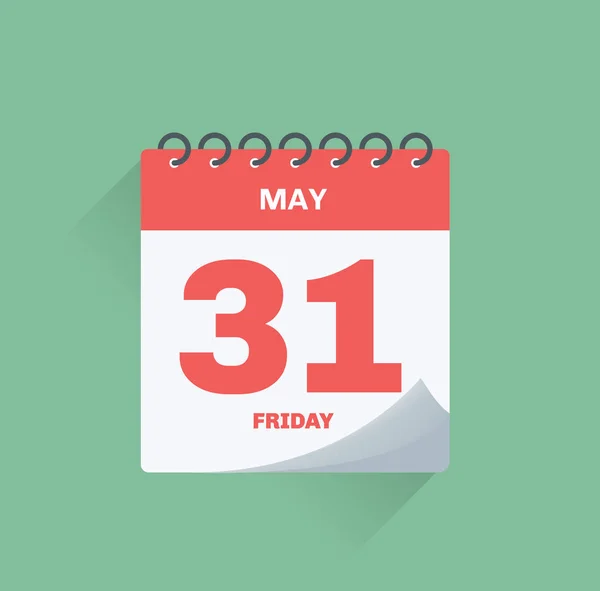 日期为 5 月 31 日的日日历. — 图库矢量图片