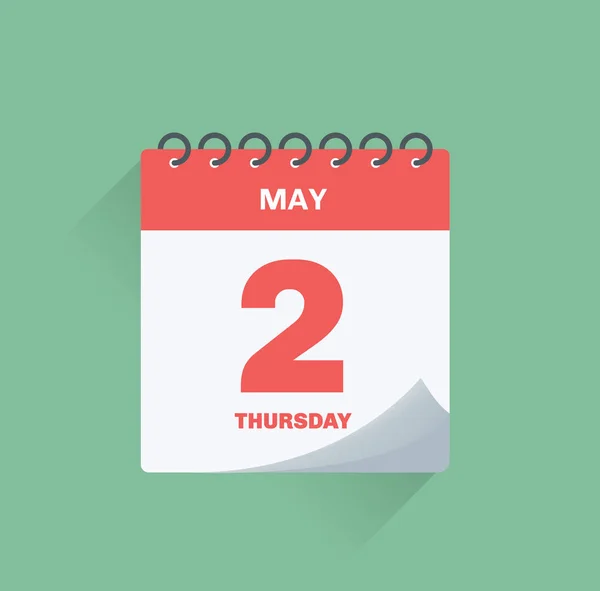 日期为 5 月 2 日的日日历. — 图库矢量图片