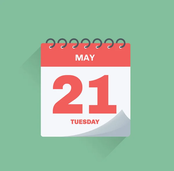 Calendário do dia com data 21 de maio . —  Vetores de Stock