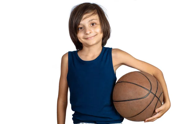 Little boy with basket ball. — Stock Photo, Image