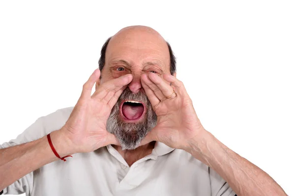 Portret van de oudere man schreeuwen — Stockfoto