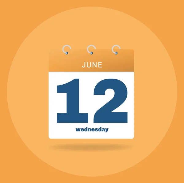 Calendario del día con fecha 12 de junio . — Archivo Imágenes Vectoriales