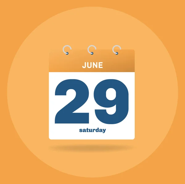 Calendario del día con fecha 29 de junio . — Archivo Imágenes Vectoriales