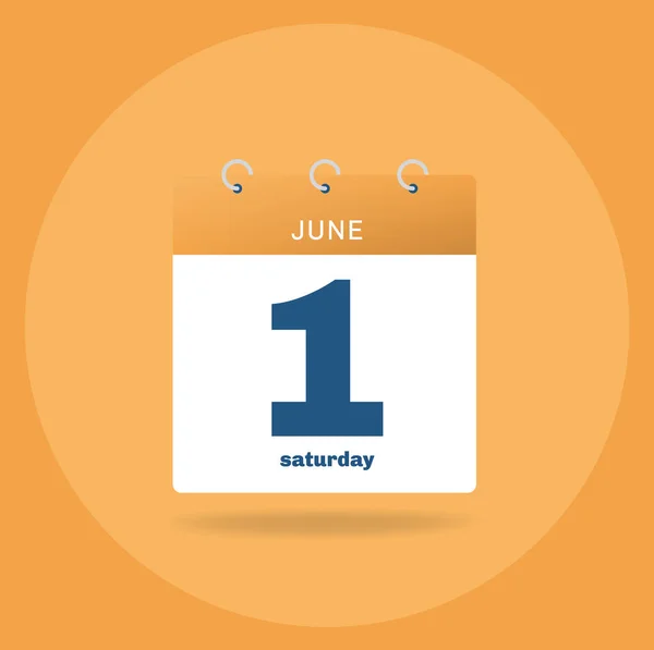 Calendario del día con fecha 1 de junio . — Archivo Imágenes Vectoriales