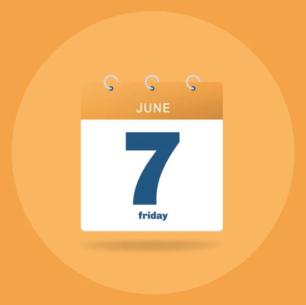 Calendario del día con fecha 7 de junio . — Archivo Imágenes Vectoriales