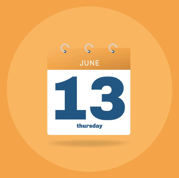 Calendario del día con fecha 13 de junio . — Archivo Imágenes Vectoriales