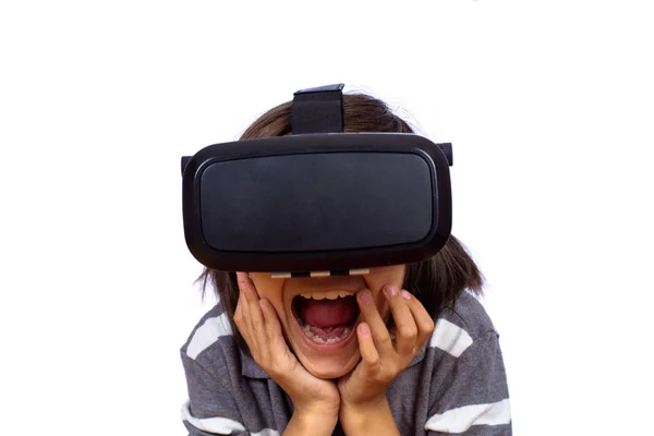 Kleine jongen spelen van videospellen met Vr. — Stockfoto