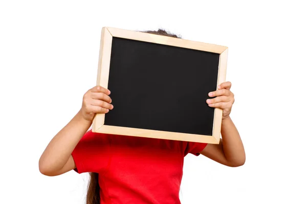 Little girl with blackboard. — Stock Photo, Image
