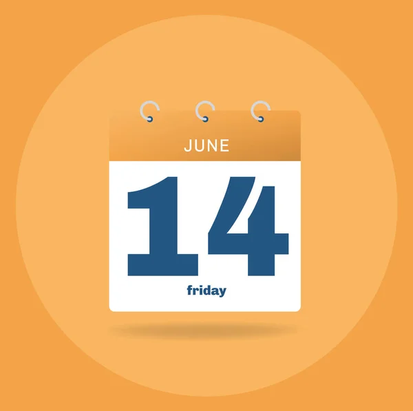Calendario del día con fecha 14 de junio . — Archivo Imágenes Vectoriales