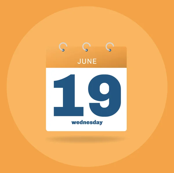 Calendario del día con fecha 19 de junio . — Archivo Imágenes Vectoriales