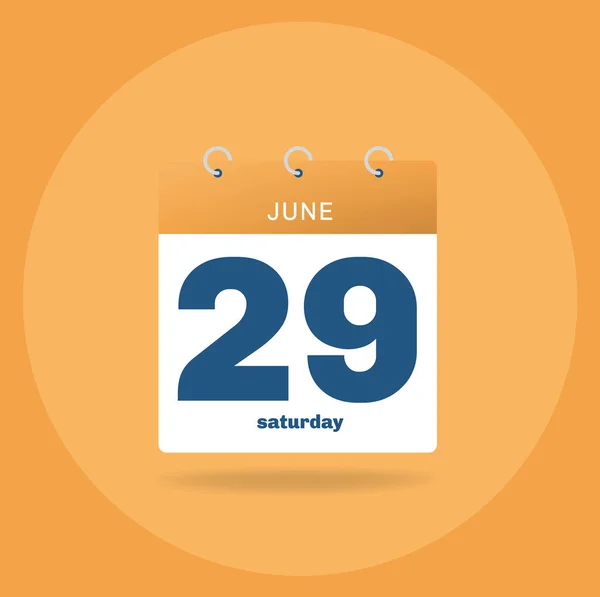 Calendario del día con fecha 29 de junio . — Archivo Imágenes Vectoriales