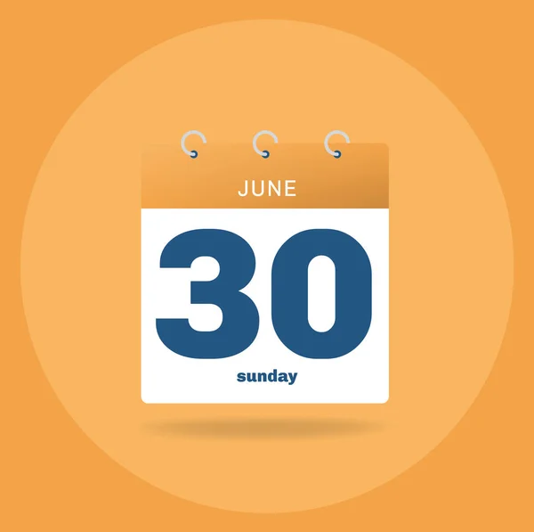 Calendario del día con fecha 30 de junio . — Archivo Imágenes Vectoriales