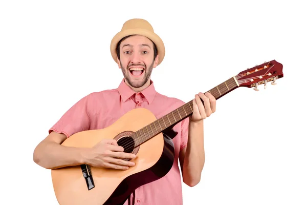 Pria lucu dengan gitar . — Stok Foto
