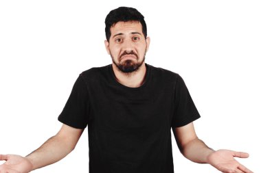 Şaşkın ifade ile genç adam.
