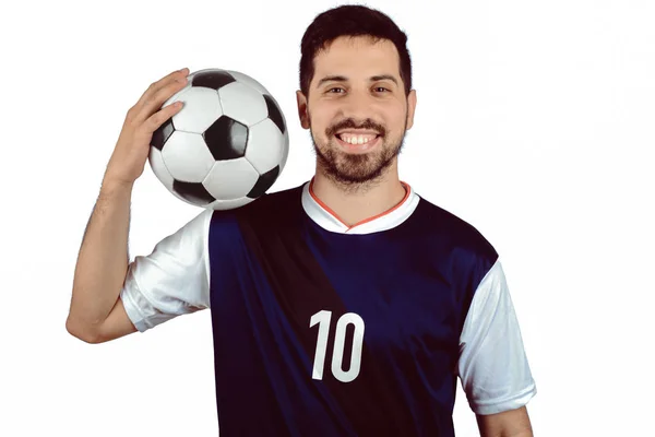 Чоловік з футбольним м'ячем . — стокове фото