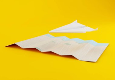 Dünya haritası ile 3d kağıt uçak