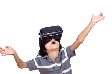 Küçük çocuk video oyunları Vr ile oynamak.