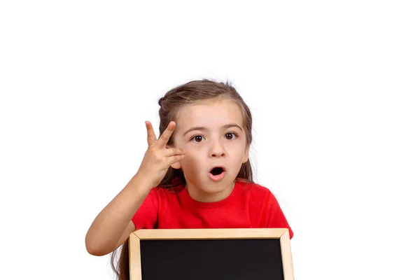 Menina com quadro-negro . — Fotografia de Stock