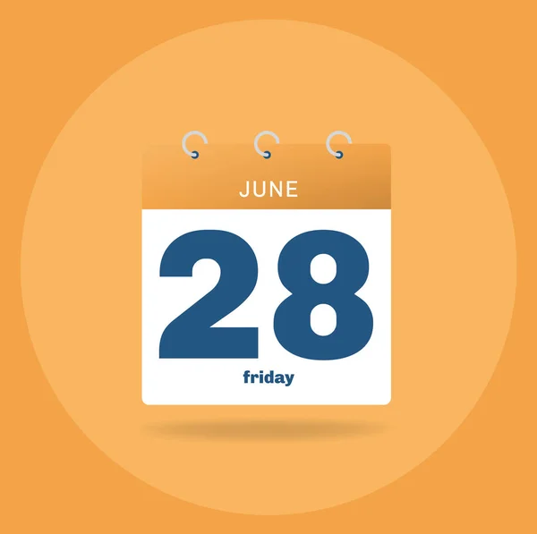 Calendario del día con fecha 28 de junio . — Archivo Imágenes Vectoriales