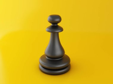 Sarı arka plan üzerinde 3d Satranç parçası