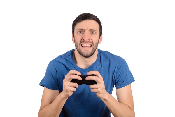 Άνθρωπος που παίζει βιντεοπαιχνίδια. — Φωτογραφία Αρχείου