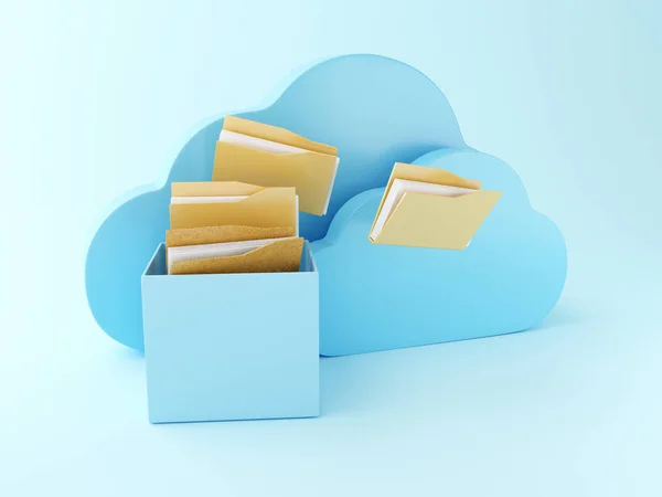 3d File storage in cloud. Cloud computing concept — Stock Photo, Image