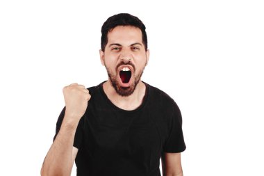 Genç adam kutlama zafer.