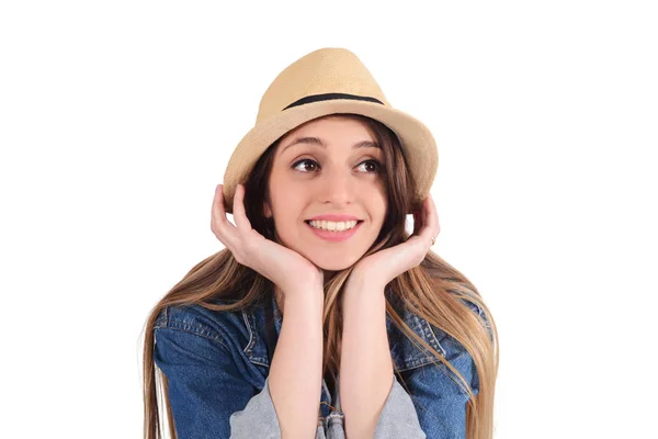 Portret van een jonge vrouw in een studio. — Stockfoto