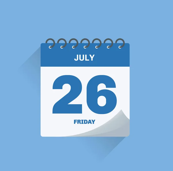 Calendario del giorno con data 26 luglio . — Vettoriale Stock