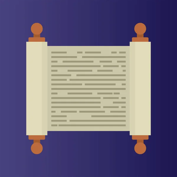 Icône plate du rouleau de la Torah — Image vectorielle