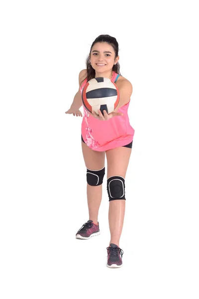 Jugadora de voleibol mujer golpeando la pelota . — Foto de Stock