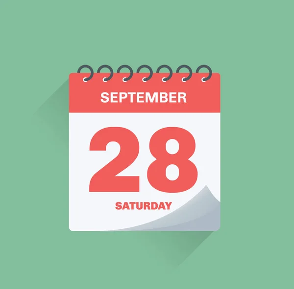 Day calendar with date September 28 — Stock Vector