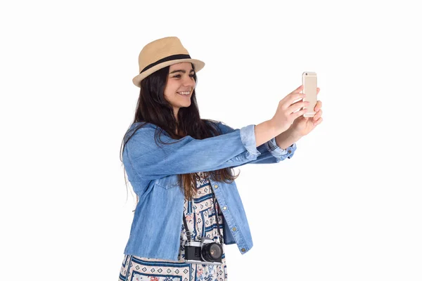 Mujer joven tomando selfie —  Fotos de Stock