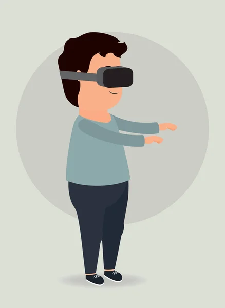 Illustration vectorielle de l'homme avec VR . — Image vectorielle