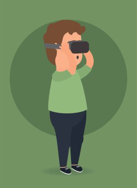 Vr ile adam Vektör illüstrasyon.