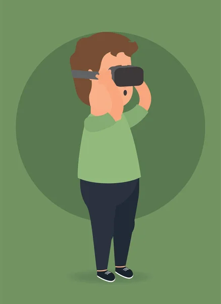 Vector illustration of man with VR. — Stock Vector