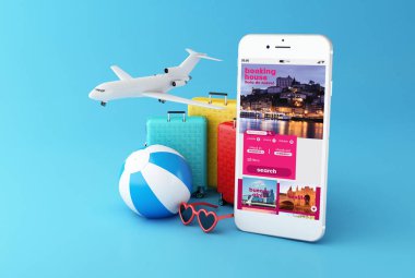 Otel rezervasyonu için uygulama ile 3d Smartphone