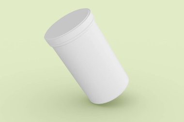 3D Illustration. İzole edilmiş arkaplanda boş beyaz silindirik ambalaj. Model şablon tasarımı.