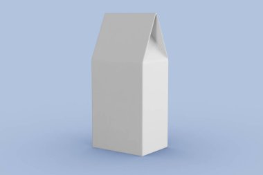 3D Illustration. İzole edilmiş arka planda boş süt ve meyve suyu paketi. Model şablon tasarımı. Yiyecek ve içecek ambalaj konsepti. 