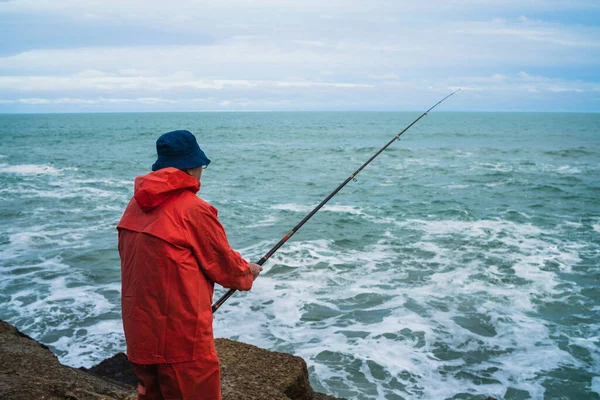 Портрет Старого Рибалки Морі Концепція Риболовлі — стокове фото