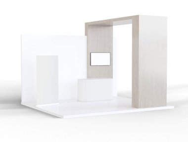 3D Illustration. Sergi ve promosyon ayrı bir arka planda duruyor. Marka ve Şirket kimliği. İş konsepti.