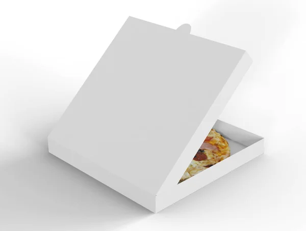 Ilustración Abre Maqueta Caja Pizza Paquete Entrega Sobre Fondo Aislado — Foto de Stock
