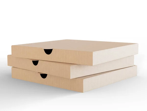 Illustration Stack Blank Pizza Boxes Mockup Delivery Package Isolated Background — Stock Photo, Image