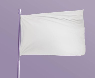 3D Illustration. Mockup of blank white flag on isolated background. White waving flag template. Ready for your design. clipart