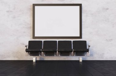 3D Illustration. Metro istasyonundaki boş reklam panosu posterinin bir kopyası. Reklam ve markalaşma konsepti.