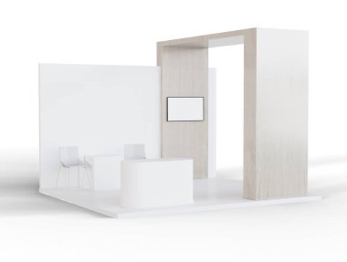 3D Illustration. Sergi ve promosyon ayrı bir arka planda duruyor. Marka ve Şirket kimliği. İş konsepti.