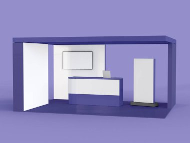 3D Illustration. Sergi ve promosyon ayrı bir arka planda duruyor. Marka ve Şirket kimliği. İş konsepti.