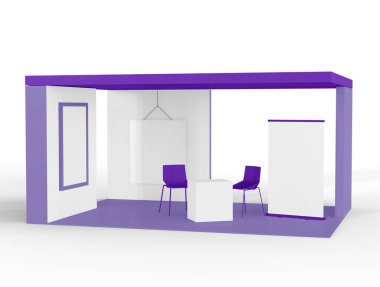 3D Illustration. Sergi ve promosyon ayrı bir arka planda duruyor. Marka ve Şirket kimliği. İş konsepti.